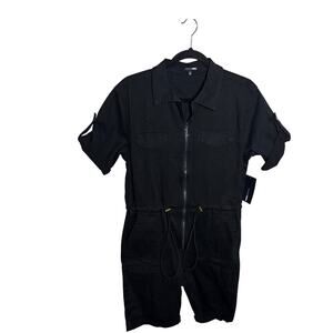 NWT Fashion Nova Black First In Line Utility Romper Women's Size Small